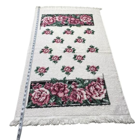 Vintage Franco Fringed Towels Roses Rose Print Set of Two Made in USA - Picture 4 of 13